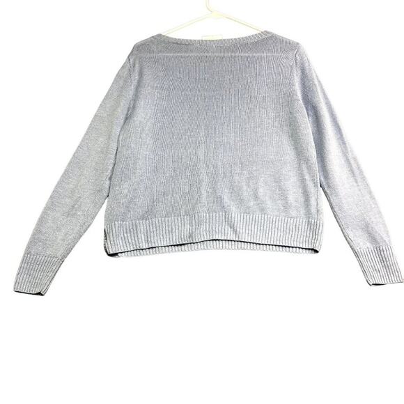 Eileen Fisher Sweater Women's Size Small Blue Organic Linen Button Knit - Picture 3 of 9